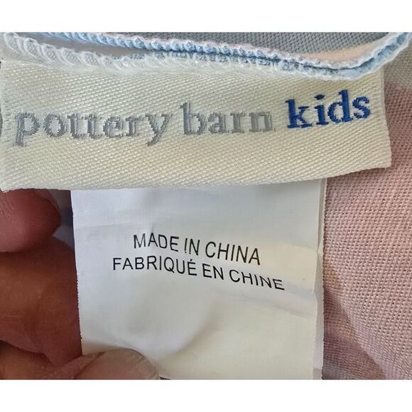 Pottery Barn Kids Striped Cotton Storage/Laundry bag With Green Ties - Picture 6 of 9